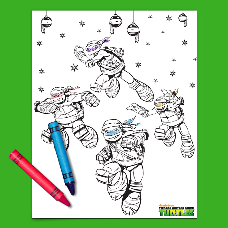 Teenage Mutant Ninja Turtles Holiday Coloring Page