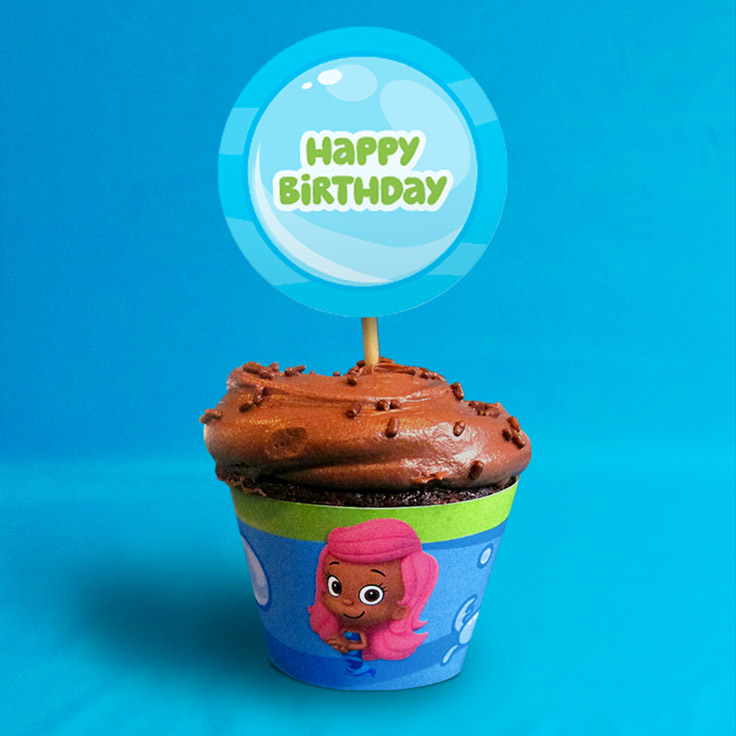 Bubble Guppies Cupcake Wrappers and Toppers