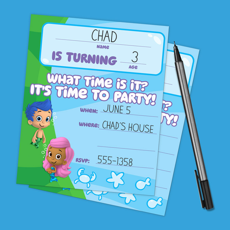 Bubble Guppies Birthday Party Invitations