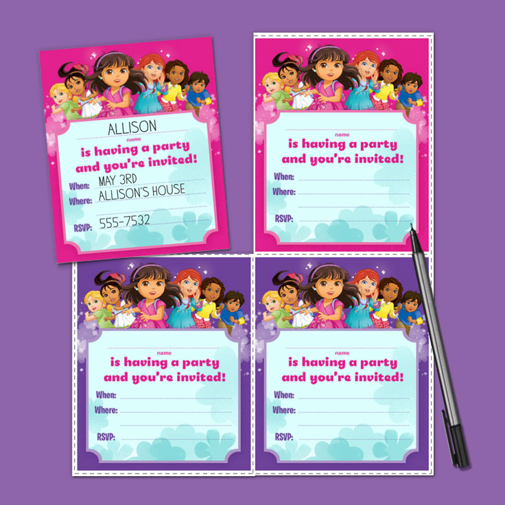 Dora and Friends Birthday Party Invitations