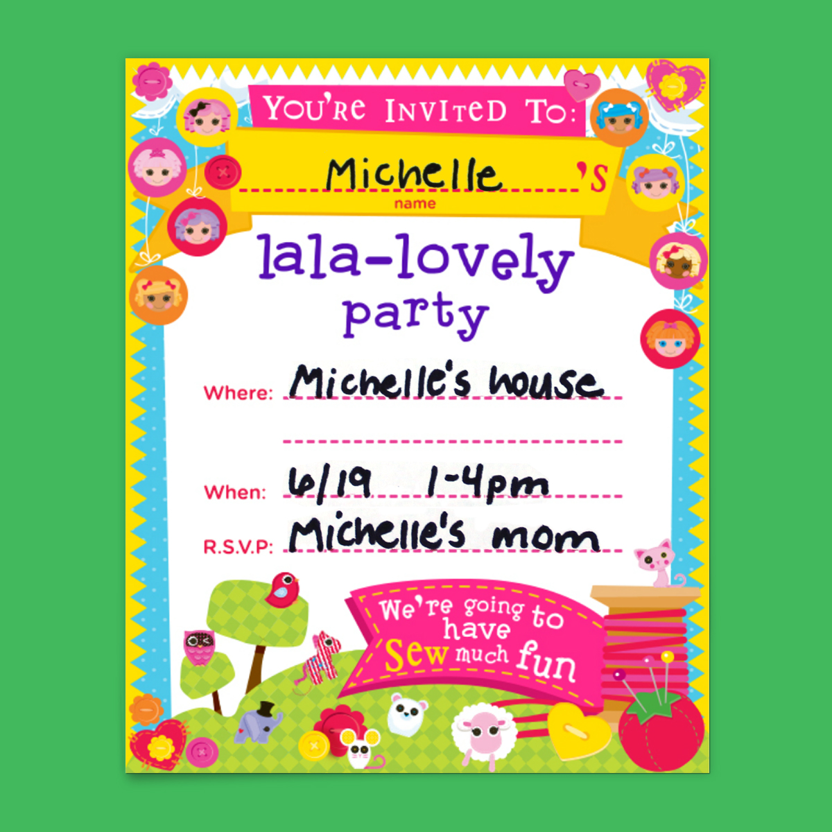 Lalaloopsy Birthday Party Invitations
