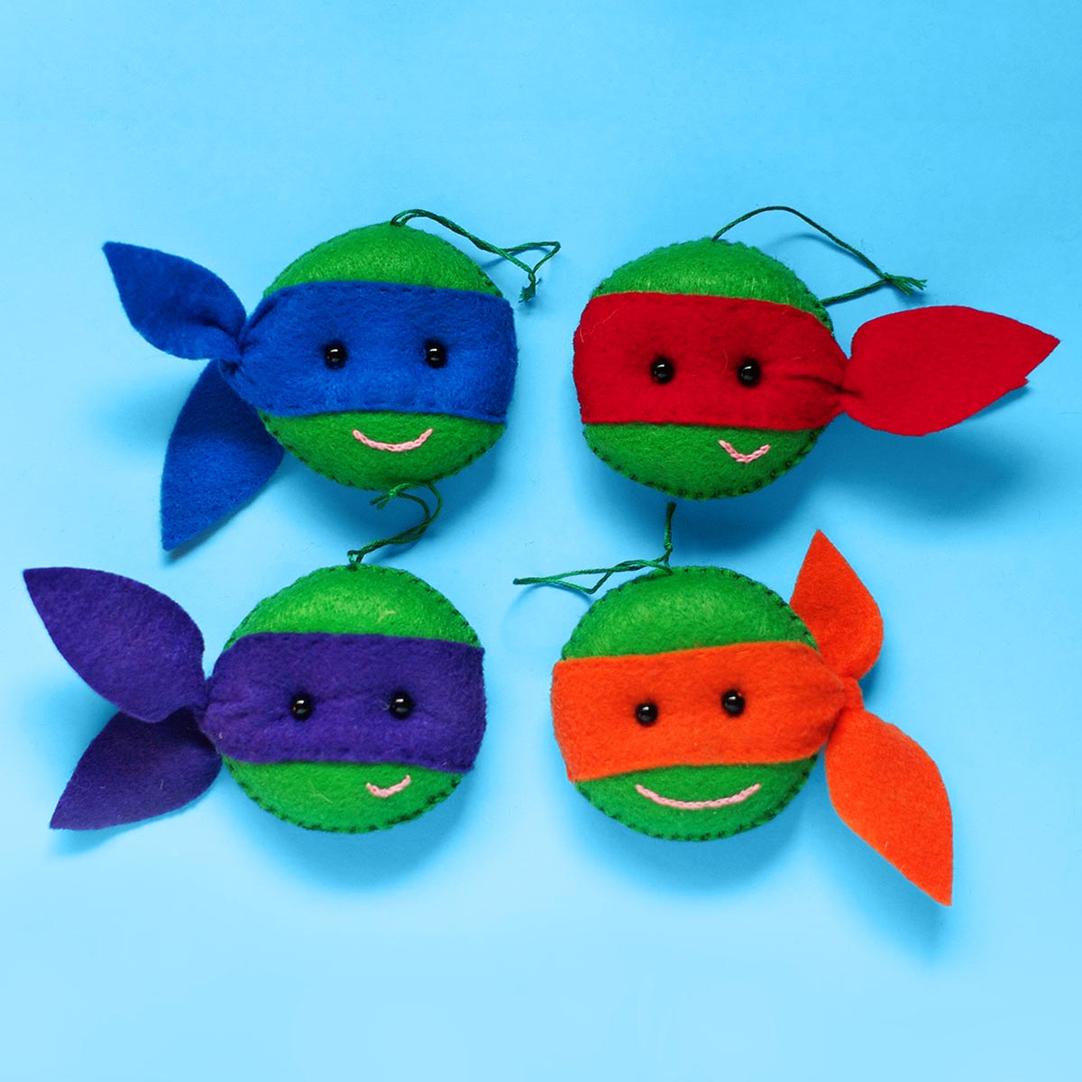 Gnarly TMNT Felt Christmas Ornaments