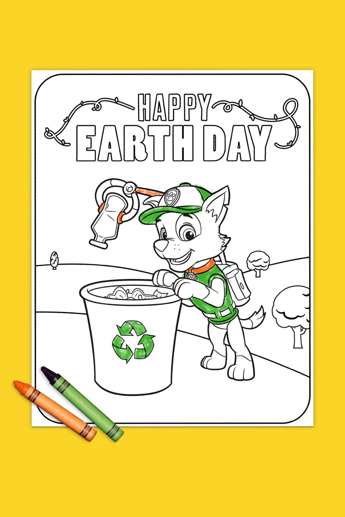 PAW Patrol Rocky Earth Day Coloring Page
